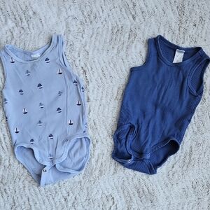 H&M Blue and Light Blue Sailboat Bodysuits
